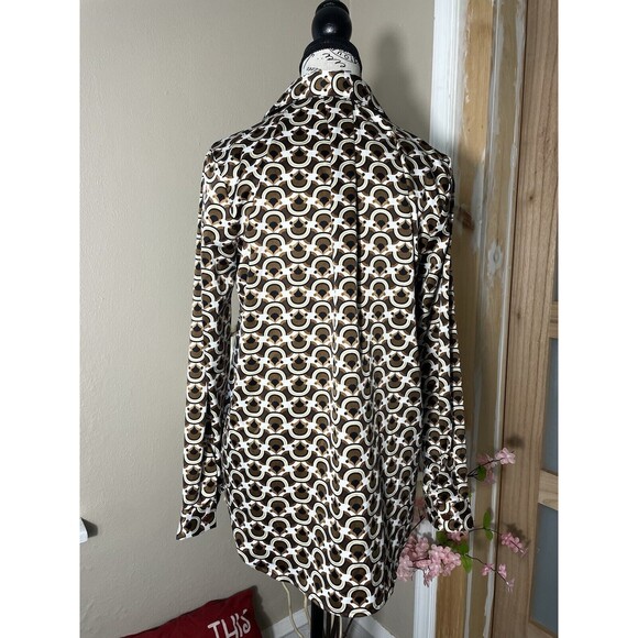 Unique Spectrum Women Small Brown Retro Collared Top Blouse Shirt Tunic - Picture 7 of 8